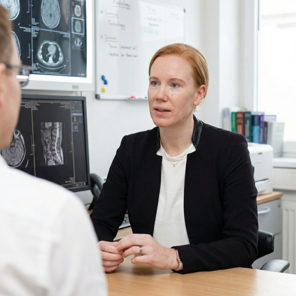 PD Dr. med. Bettina Baeßler im Patientengespräch